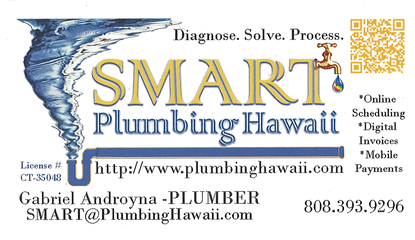 Business card for Gabriel Androyna, Plumber of Plumbing Hawaii
