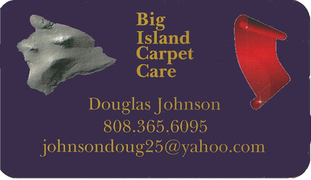 Business card for Douglas Johnson of Big Island Carpet Care