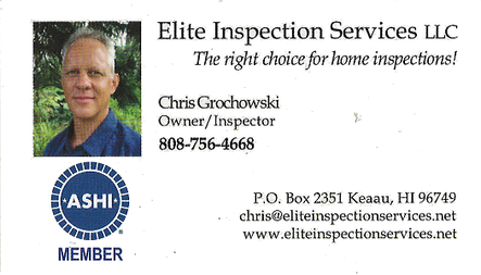 Business card for Chris Grochowski, Owner and Inspector for Elite Inspection Services LLC
