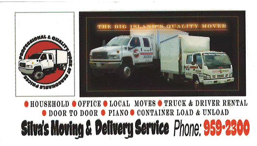 Business card for Silva's Moving and Delivery Service