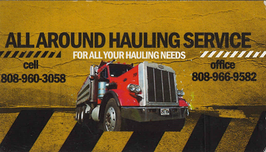 Business card for All Around Hauling Services