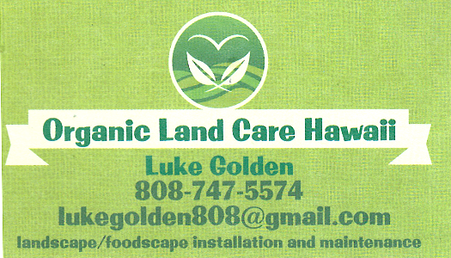 Business card for Luke Golden of Organic Land Care Hawaii